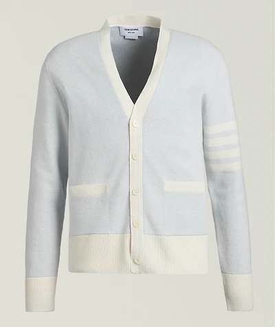 4-Bar Linen-Cotton Cardigan