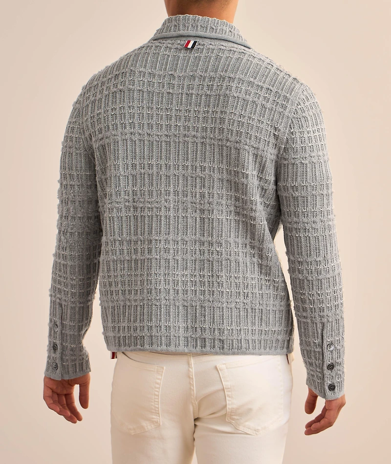 Seersucker Knit Tweed Jacquard Cardigan