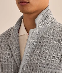 Seersucker Knit Tweed Jacquard Cardigan