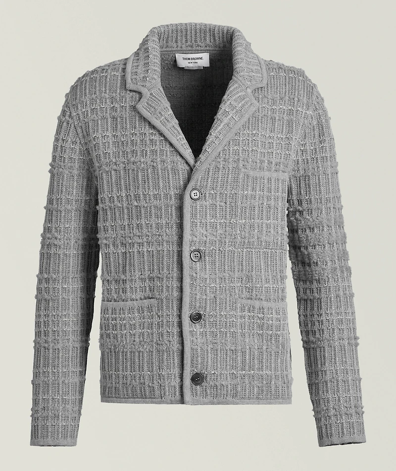 Seersucker Knit Tweed Jacquard Cardigan