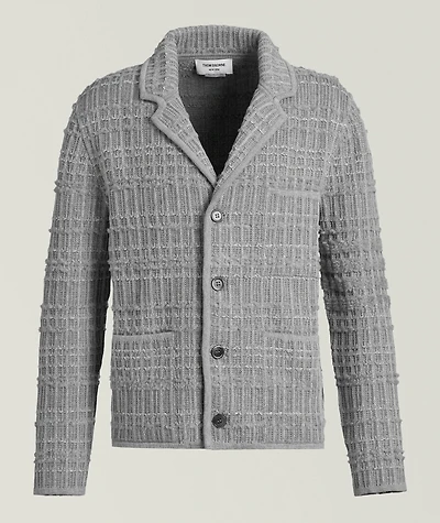Seersucker Knit Tweed Jacquard Cardigan