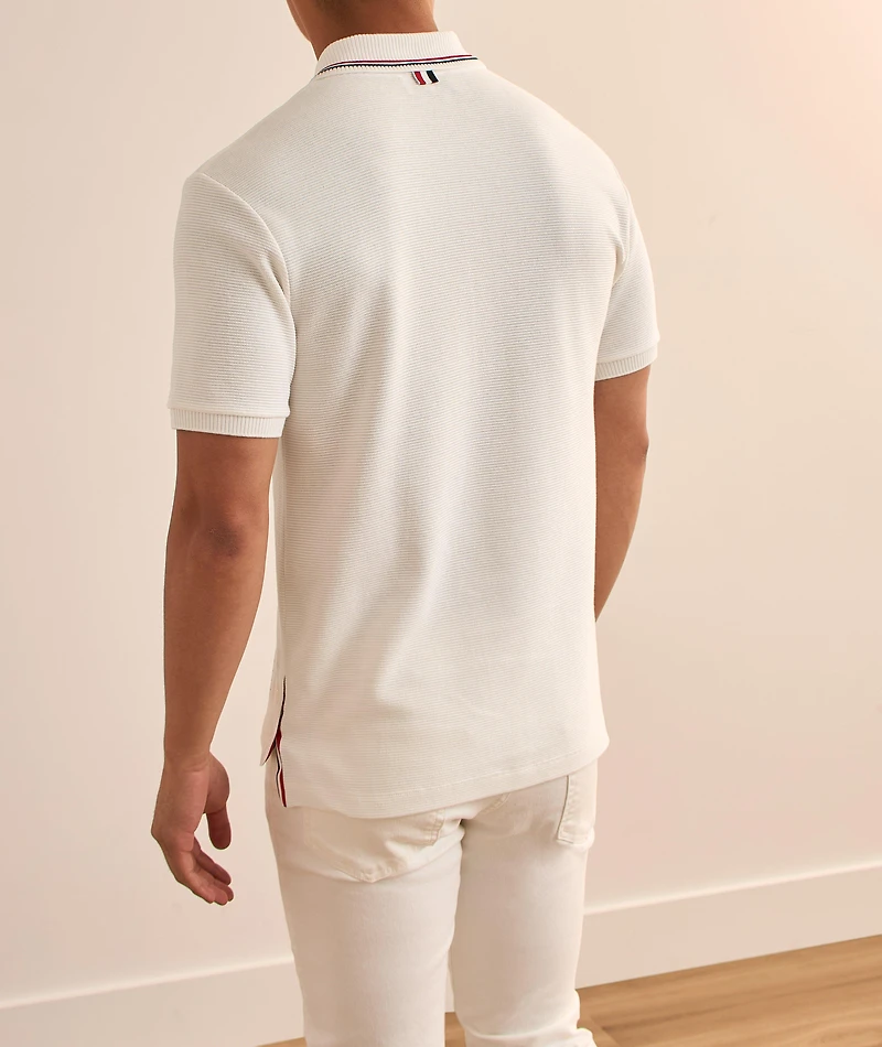 Cotton Waffle Tipped Polo