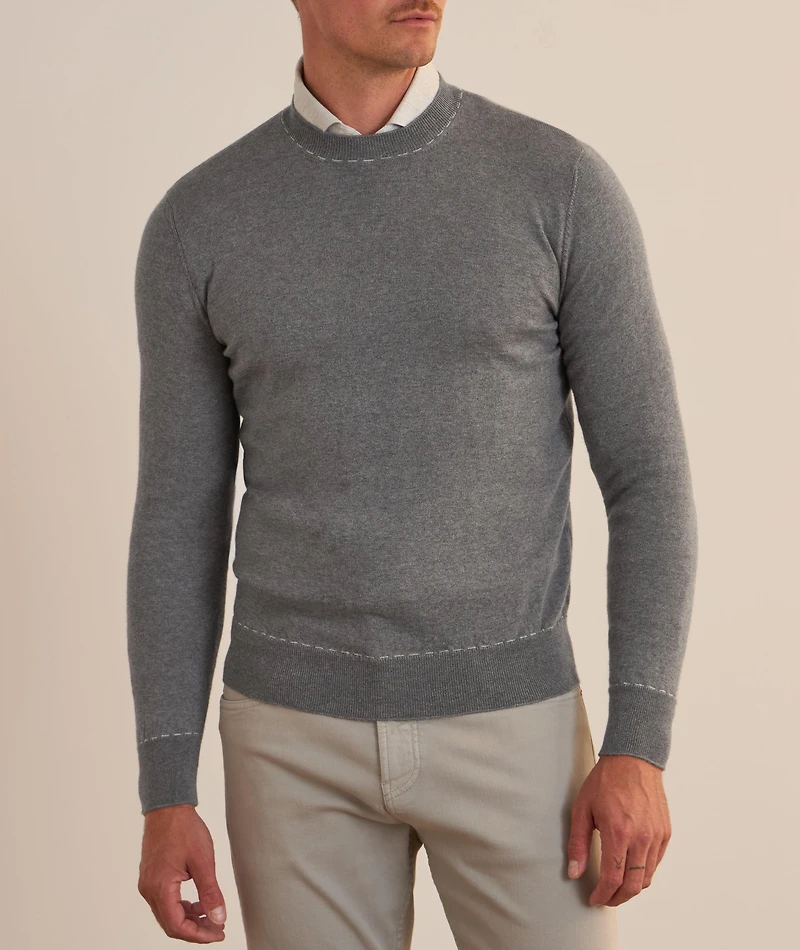 Mélange Wool Contrast Stitch Sweater