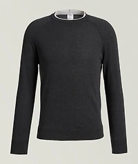Contrast Tipping Wool Crewneck Sweater