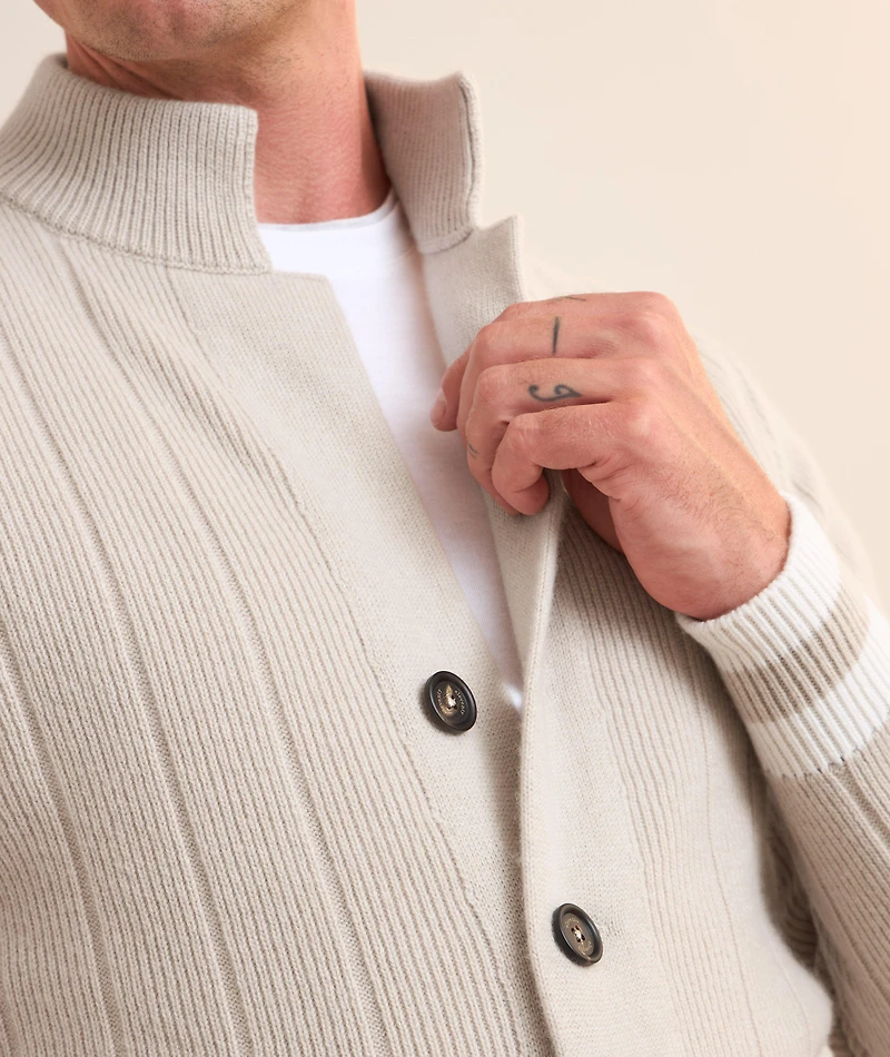 Rib-Knit Cashmere Cardigan