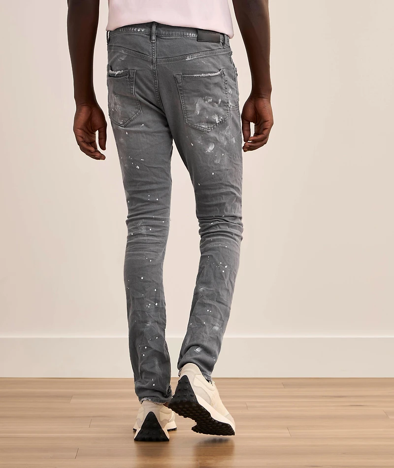 P001 Worn Knee Slit Skinny Jeans