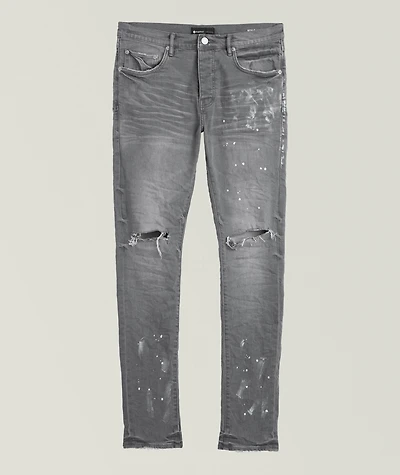P001 Worn Knee Slit Skinny Jeans