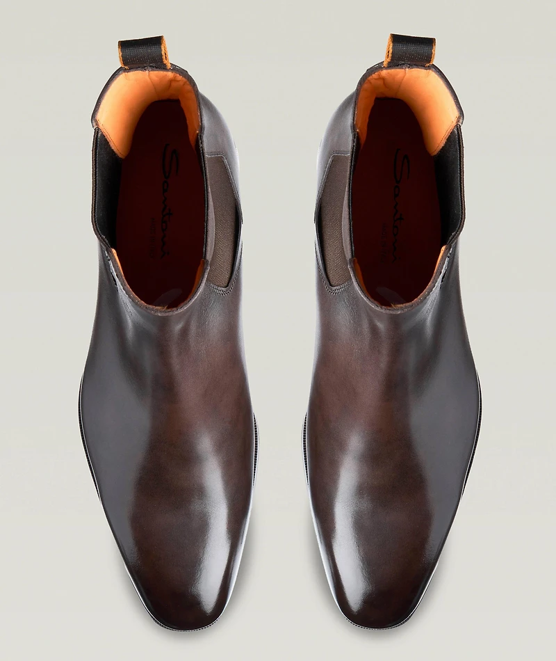 Burnished Leather Chelsea Boots
