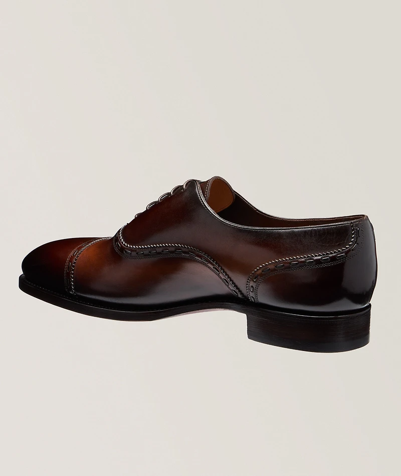 Burnished Leather Pick Stitch Oxfords
