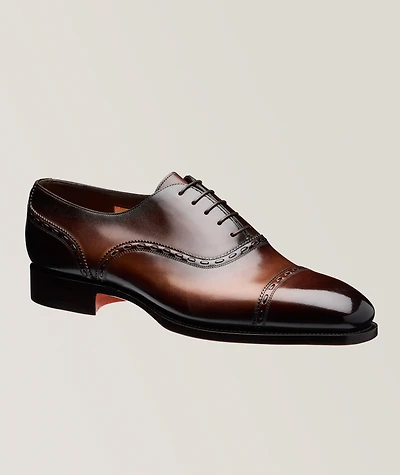 Burnished Leather Pick Stitch Oxfords
