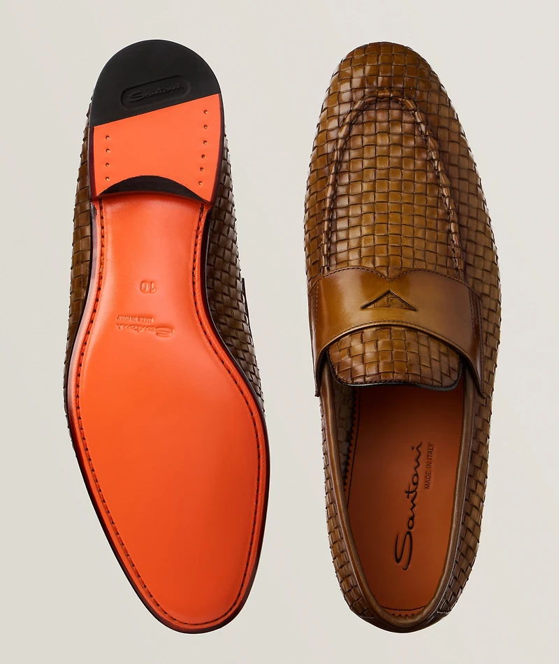 Carlos Woven Leather Loafers