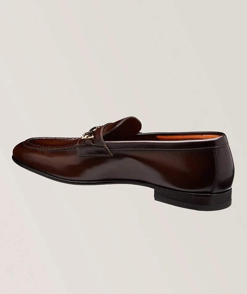Burnished Leather Horsebit Saddle Loafers
