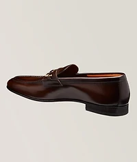 Burnished Leather Horsebit Saddle Loafers