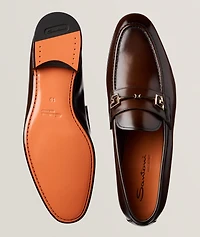 Burnished Leather Horsebit Saddle Loafers