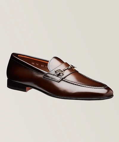 Burnished Leather Horsebit Saddle Loafers