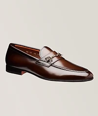 Burnished Leather Horsebit Saddle Loafers