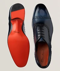 Burnished Leather Cap-Toe Oxfords