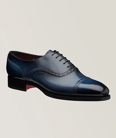 Burnished Leather Cap-Toe Oxfords