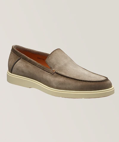 Apron Stitch Suede Loafers