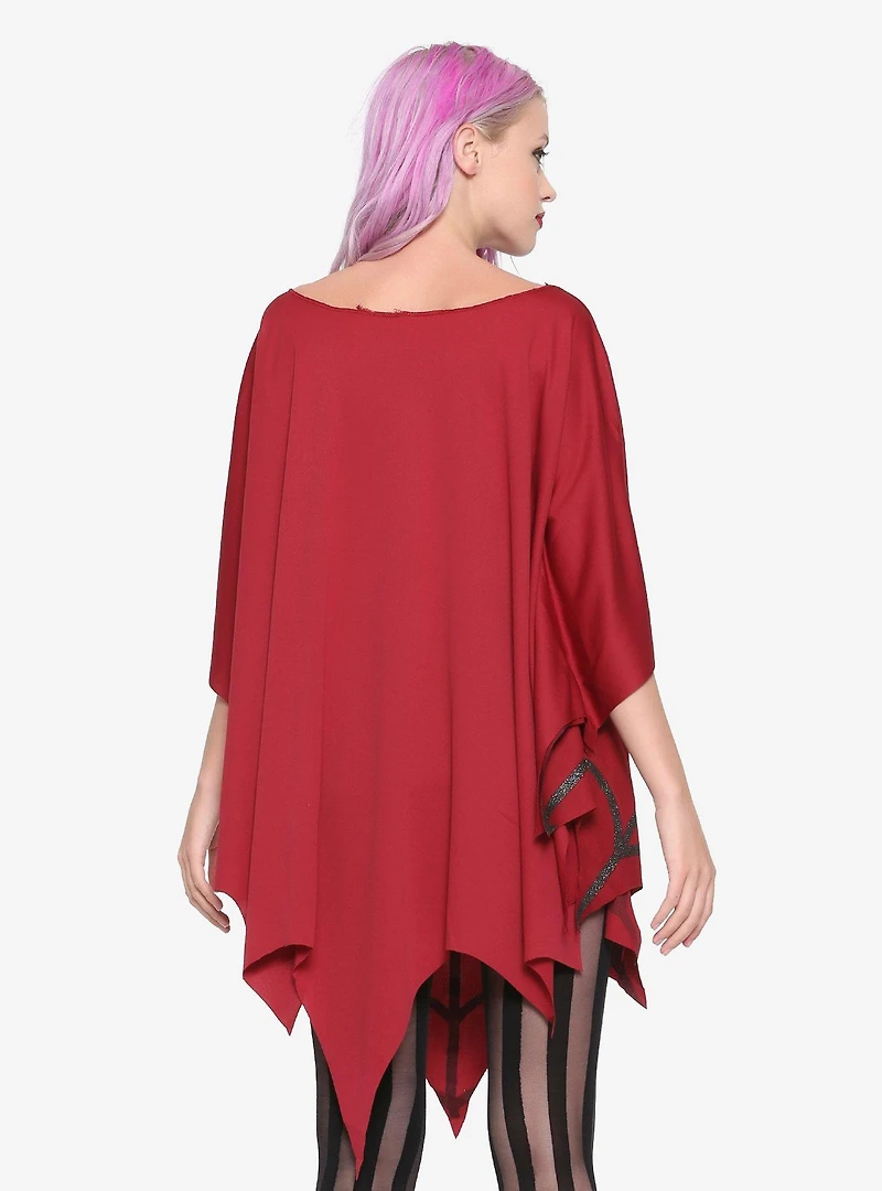 Red Glitter Web Poncho