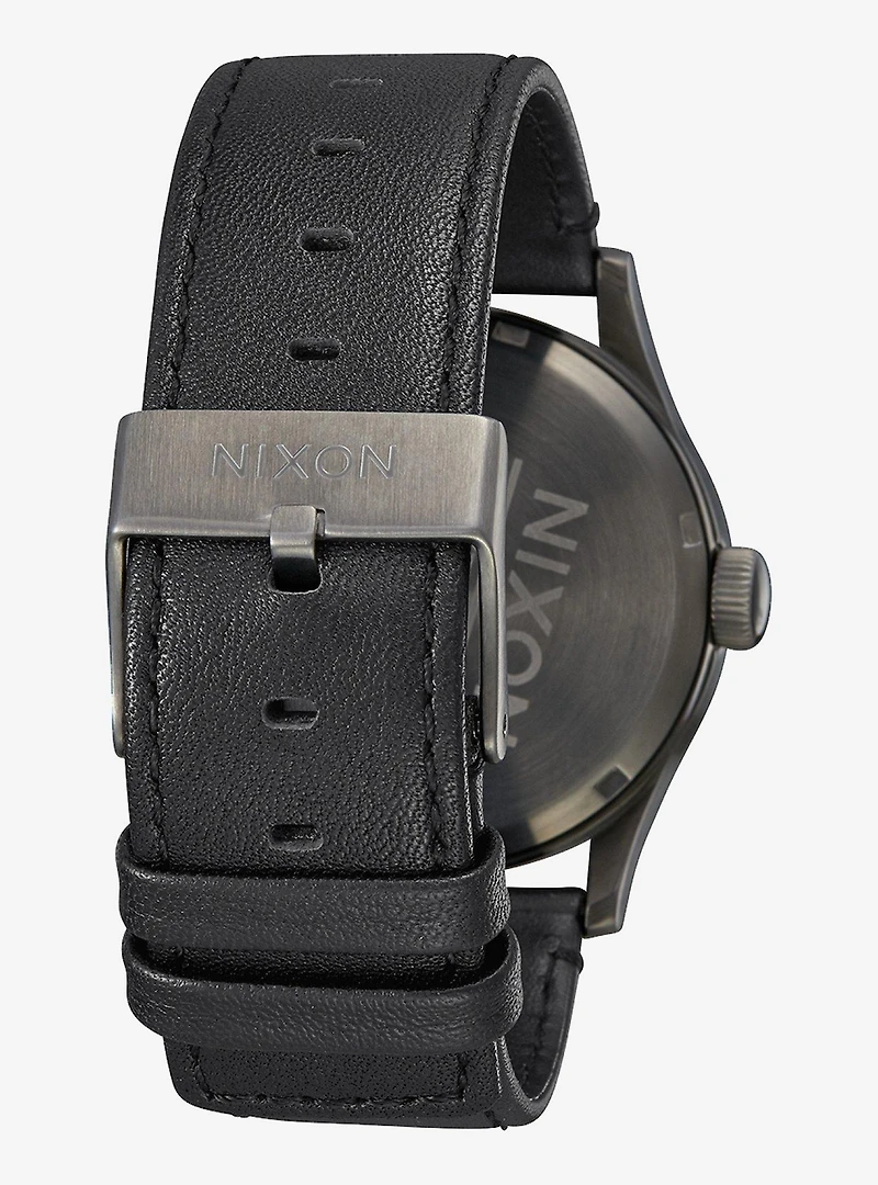 Nixon Sentry Leather Gunmetal and Black Watch
