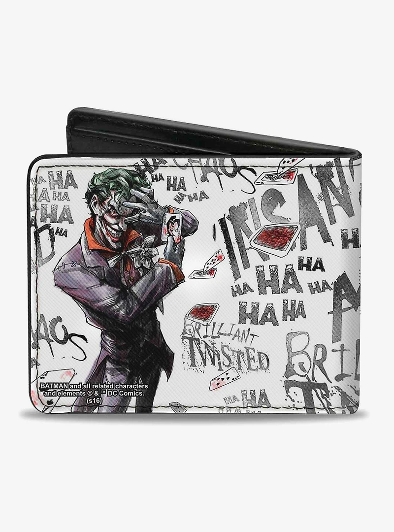 DC Comics Joker Brilliant Twisted Insane Mad Psycho Pose Bi-Fold Wallet