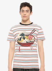 The Great Ramen Wave Stripe T-Shirt By Vincent Trinidad