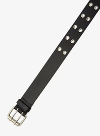 Black Faux Leather Grommet Belt