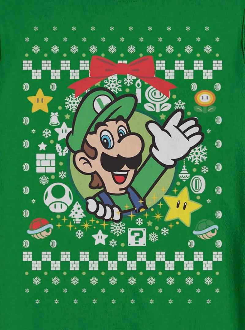 Super Mario Luigi Wreath Ugly Christmas Sweater Sweatshirt