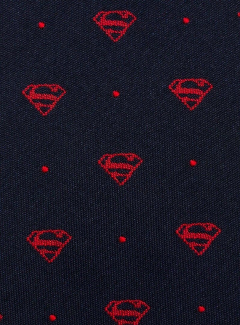 DC Comics Superman Shield Navy and Red Dot Tie