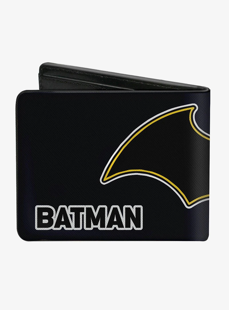 DC Comics Batman Black And White Bat Logo Close Up Bi-fold Wallet