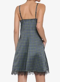 Plaid Satin Slip Dress