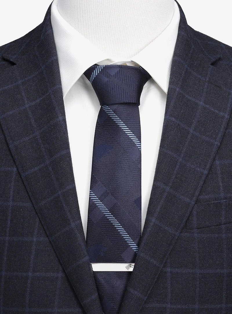 Game of Thrones Stark Direwolf Blue Plaid Silk Tie