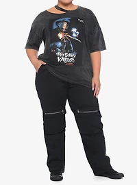 A Nightmare On Elm Street Freddy Asymmetrical Cutout Wash Girls Top Plus Size