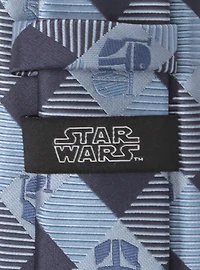 Star Wars The Mandalorian Mando Helmet Check Blue Tie