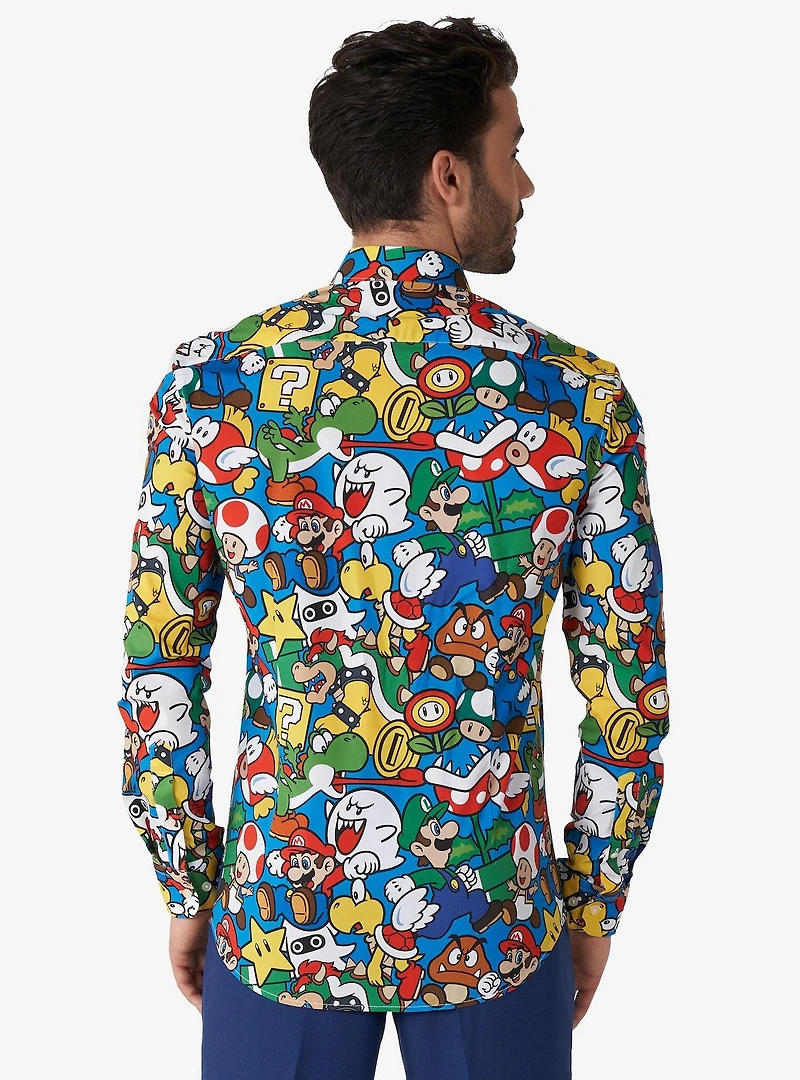 Opposuits Men's Super Mario Bros. Button-Up Shirt