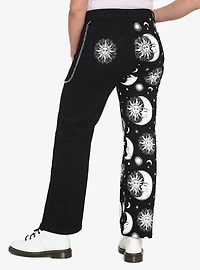 Black Celestial Split Leg Straight Leg Jeans With Chain