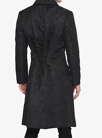 Black Brocade Mens Coat