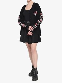 Mushroom Floral Embroidered Girls Cardigan
