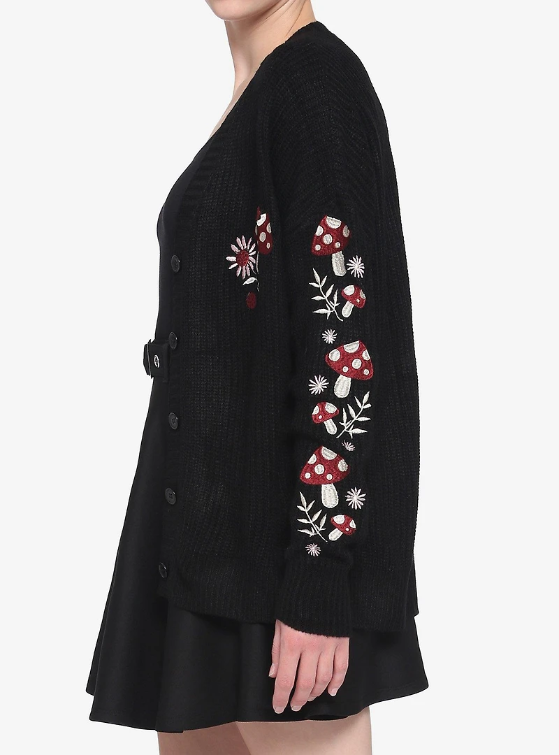 Mushroom Floral Embroidered Girls Cardigan
