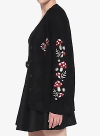 Mushroom Floral Embroidered Girls Cardigan