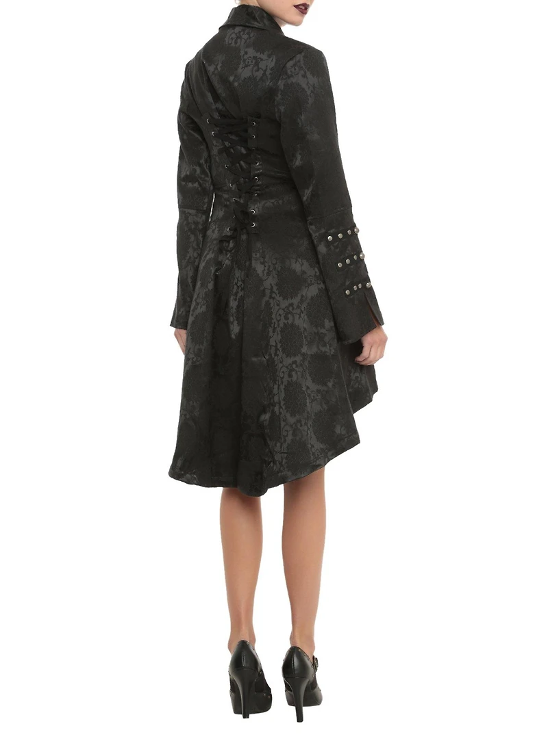 Brocade Corset Back Coat Black
