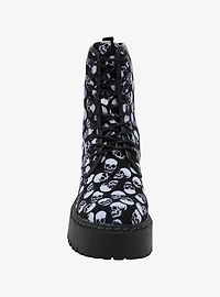 Skulls Lace-Up Platform Combat Boots