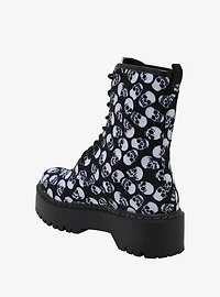 Skulls Lace-Up Platform Combat Boots