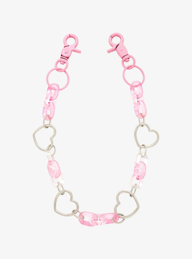 Pink Heart 18 Inch Wallet Chain