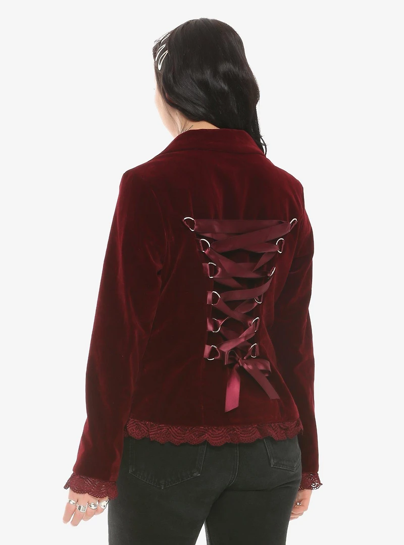 Velvet Laced Button-Up Jacket