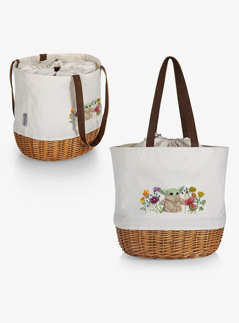 Star Wars The Mandalorian The Child Canvas Willow Basket Tote Beige