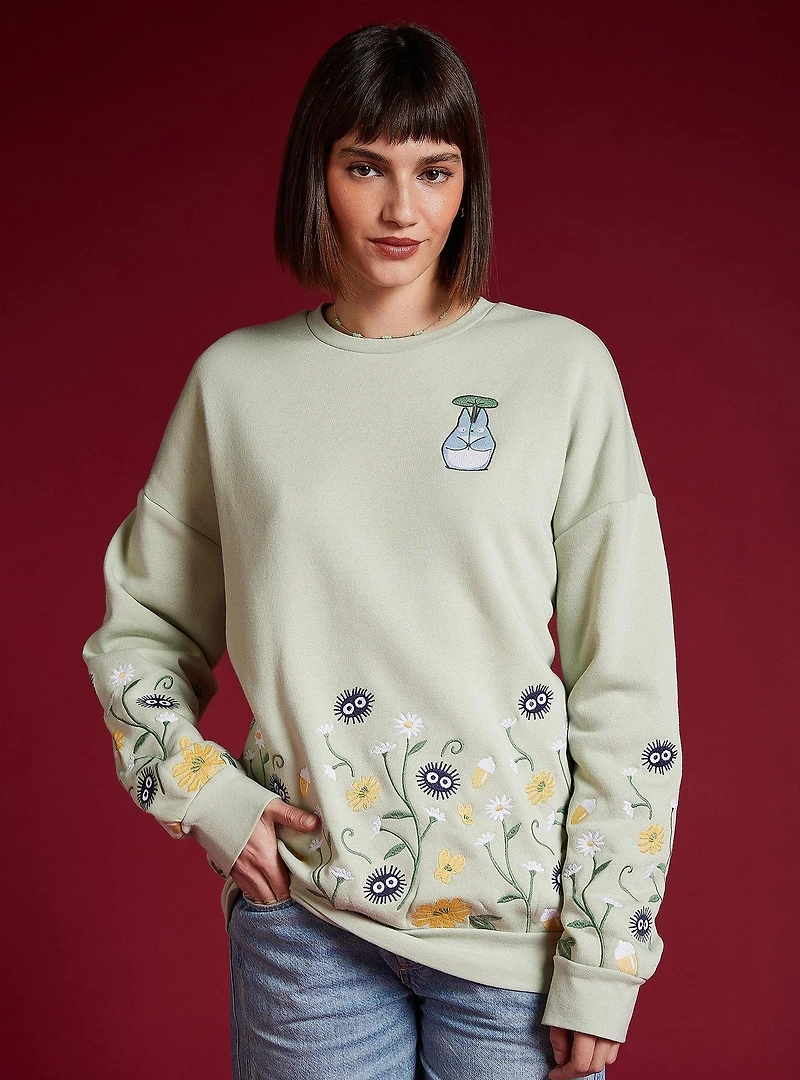 Our Universe My Neighbor Totoro Forest Spirits Embroidered Crewneck - BoxLunch Exclusive