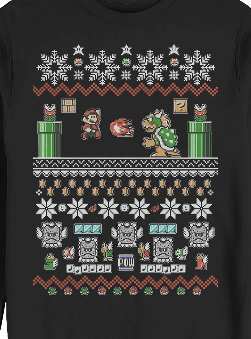 Nintendo Mario Bit Ugly Holiday Crew Sweatshirt