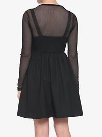 Black Multi-Buckle Front Pinafore Dress
